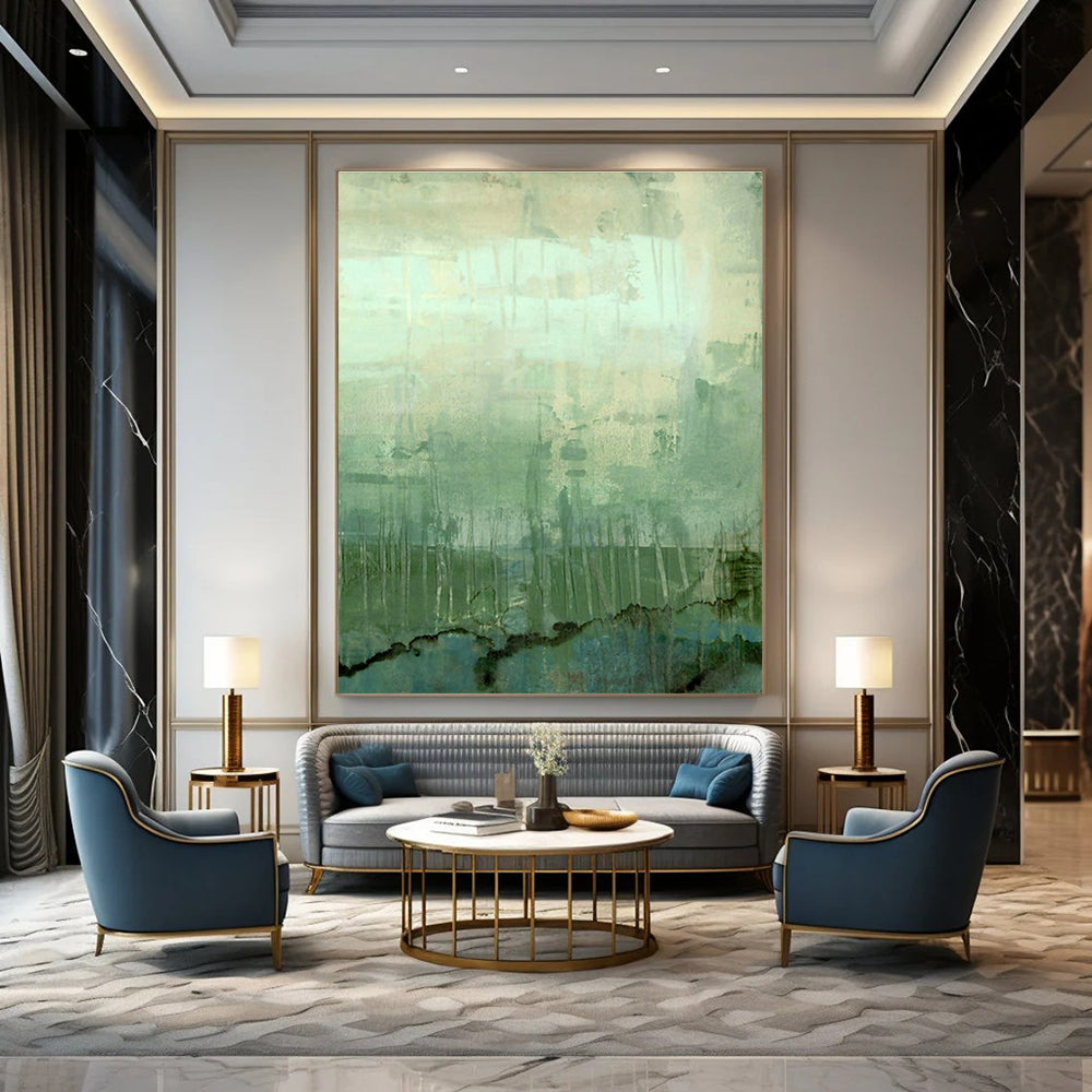 Hand-Painted Geometric Abstract Art Wall Hanging, the Artistic Integration of Dining Room and Corridor DLZ0959