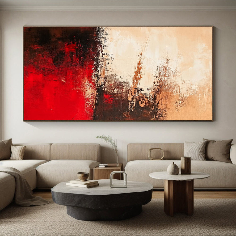 Red Beige and Black Abstract Painting with Subtle Gradients GER664