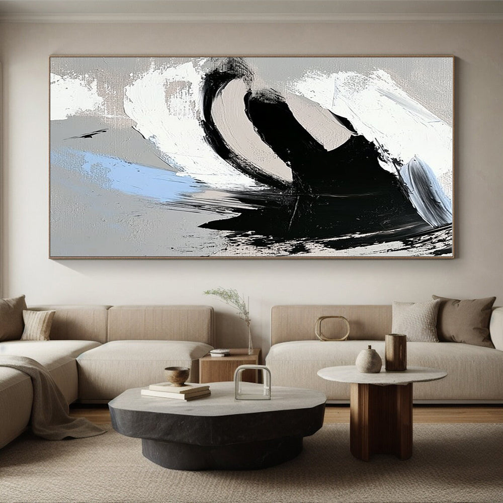 Blue Accent Abstract with Black White and Gray GER357