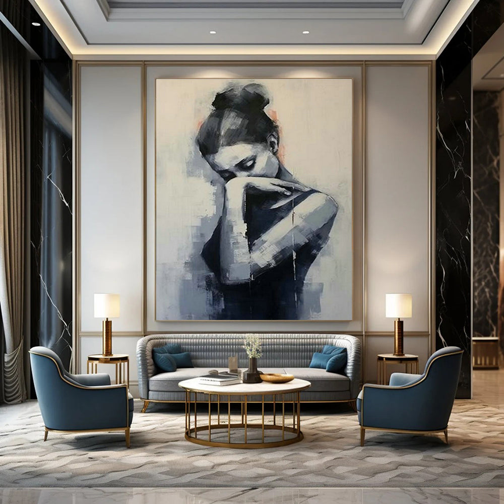 Custom Hand-Painted Abstract Canvas for Bedroom and Cottage Living Room DLZ1554