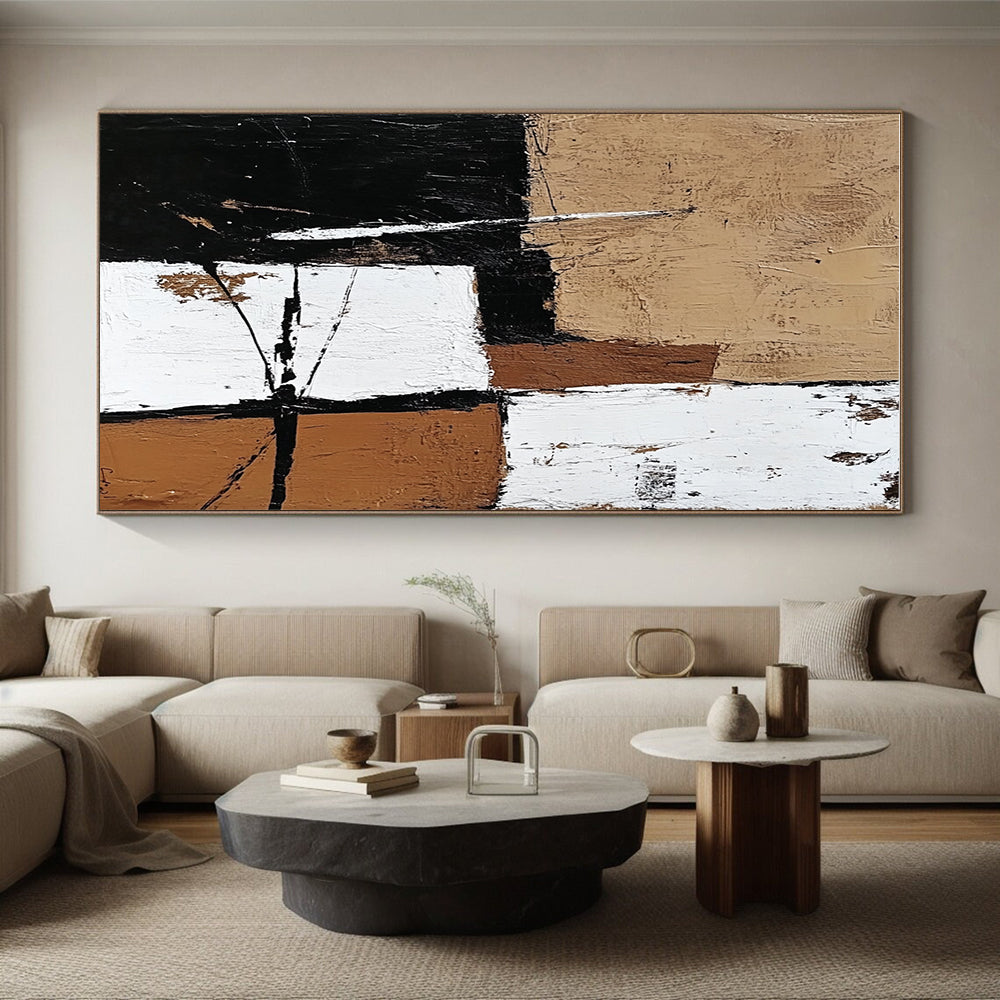 Geometric Neutral Abstract with Black White and Brown GER354