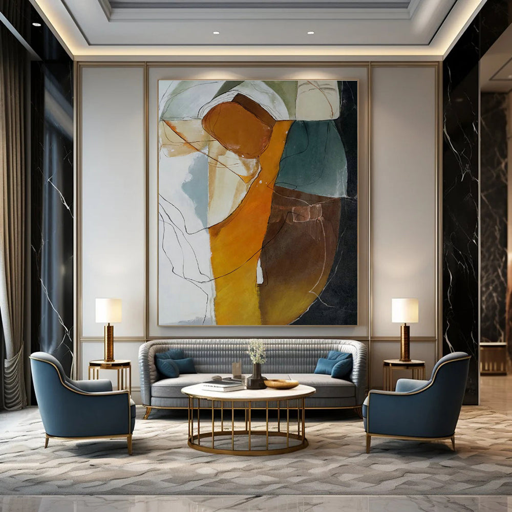 Enormous Hand - Painted Abstract Canvases for Living Room Entertainment Centers & Office Meeting Rooms DLZ0618
