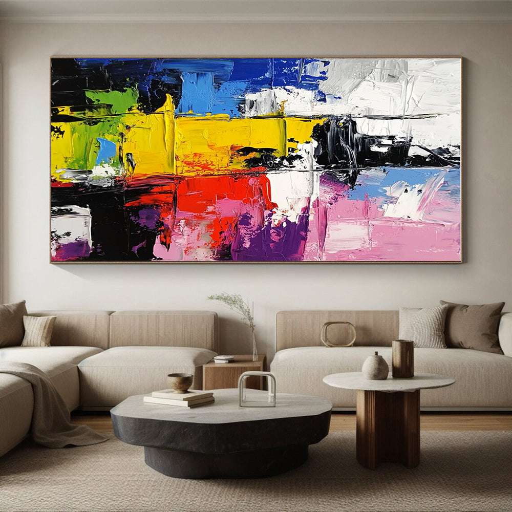 Multicolor Block Abstract Painting with Diverse Hues GER733