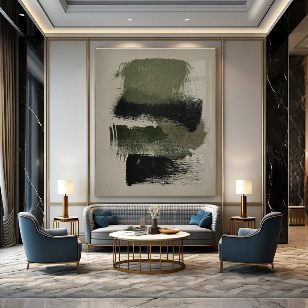 Exclusive Hand-Painted Abstract Mural for Living Room & Office DLZ1365