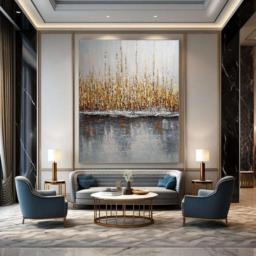 Custom Hand - Painted Abstract Art for Living Room Sectional Chaise Lounge Backrests & Office Break Room Bar Stool Seats DLZ0888