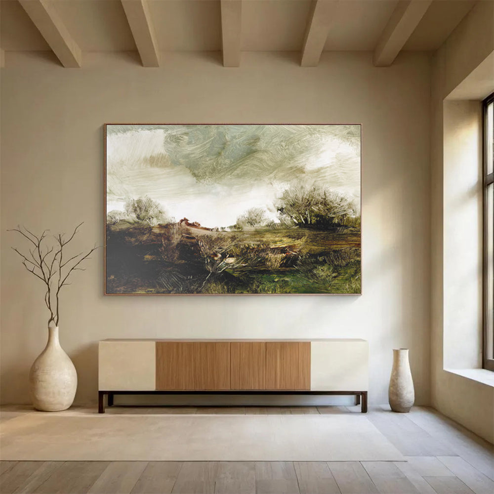 Textured Field Abstract Painting with Ear THY Tones THY122