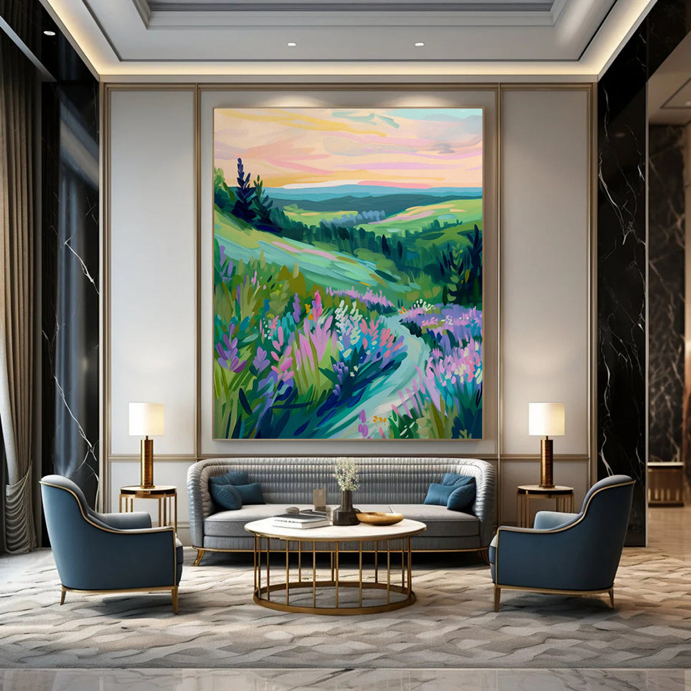 Large - Scale Abstract Hand - Painted Murals for Entryway and Dining Room DLZ0655