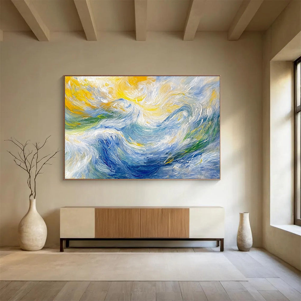 Swirling Wave Abstract - Vibrant Ocean Abstract Painting DYP006