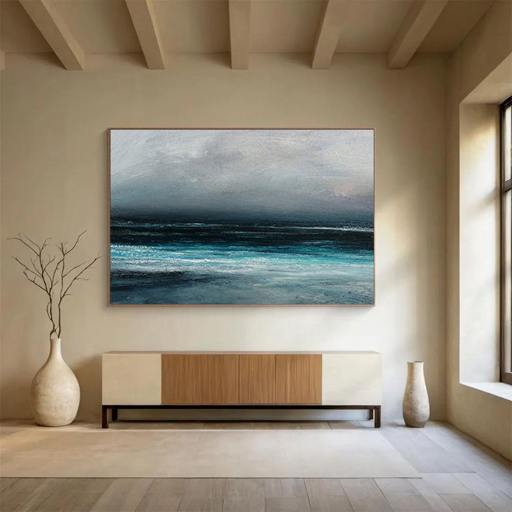 Grey Blue Dark Sea Abstract Painting THY034