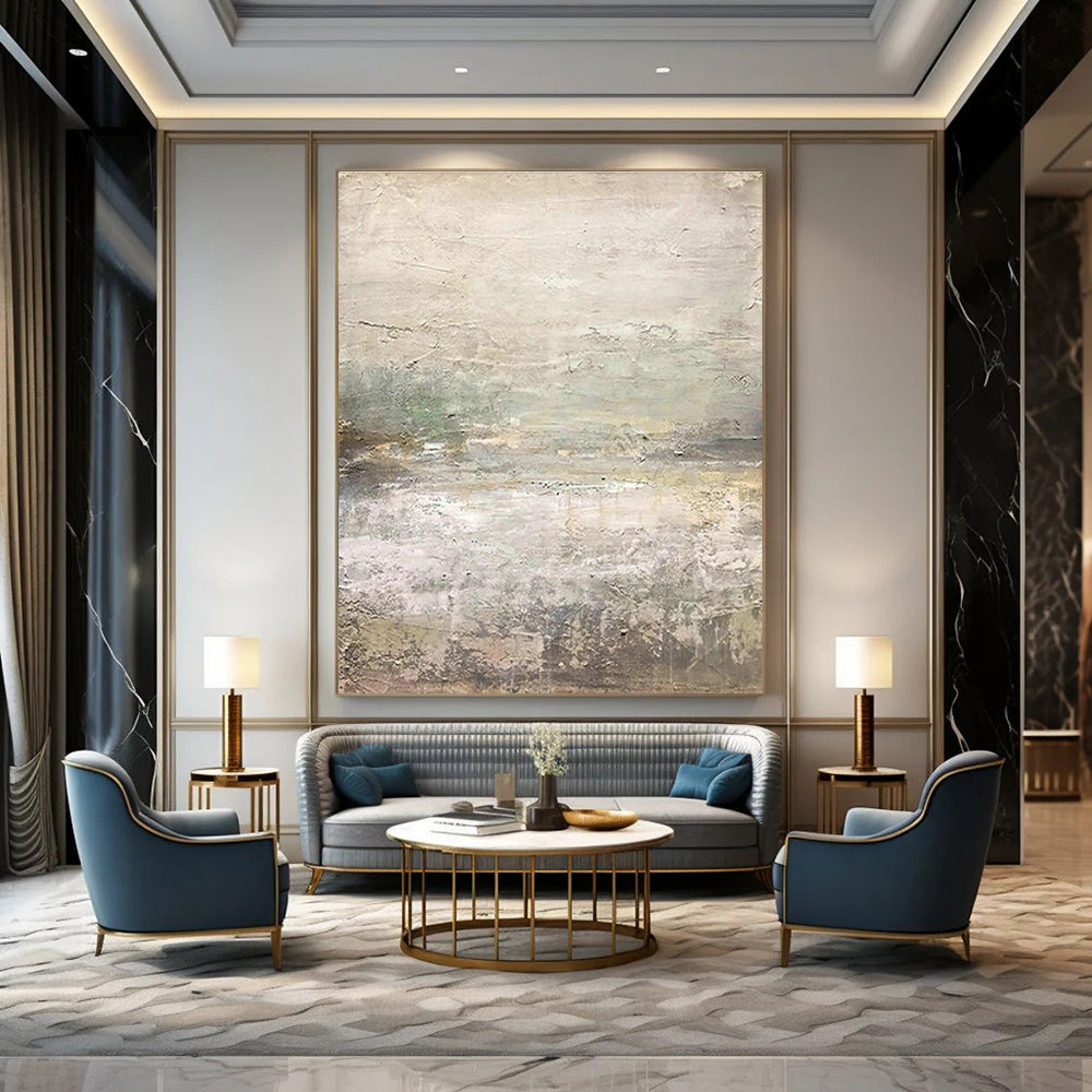 Extra-large Custom Hand-Painted Abstract Canvas for Dining Room Buffet Area and Cottage Office Nook DLZ1867