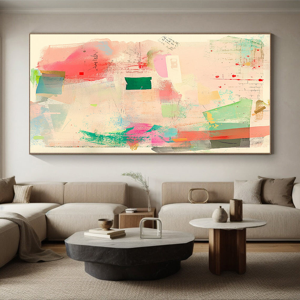 Colorful Collage Abstract Painting with Mixed Media Elements GER076