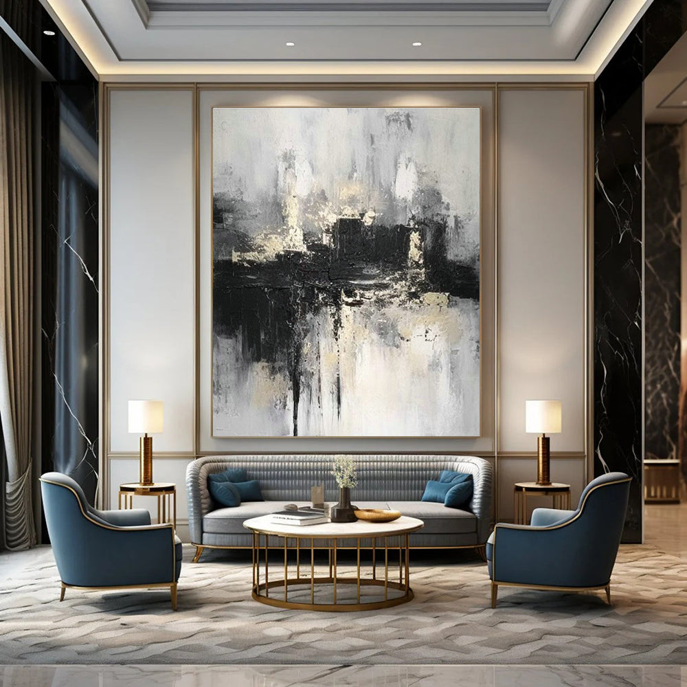 Oversized Abstract Canvases for Dining Room Double - Height Wall Niche Inserts & Office Atrium Space Partition Screens DLZ0866