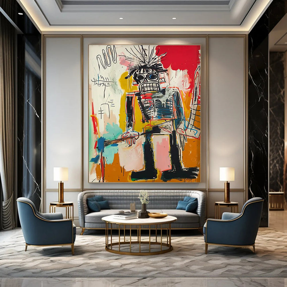 Spiky - Haired Figure with Bold Colors Abstract Painting ADGE109