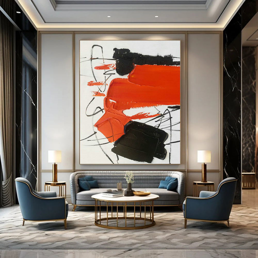 Custom - Designed Hand - Painted Abstract Canvases for Bedroom Window Seats & Office Standing Desks DLZ0824