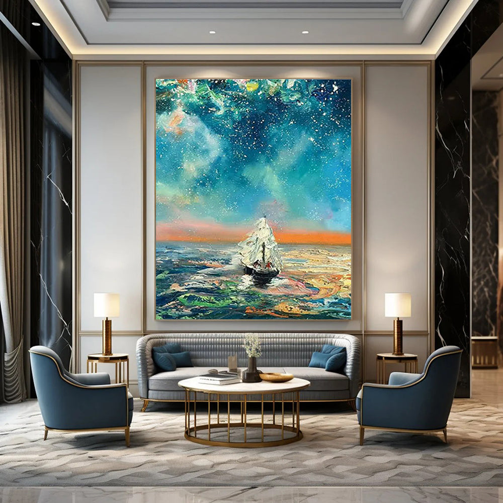 Gigantic Bespoke Hand-Painted Abstract Wall Art for Entryway & Dining Room DLZ1056