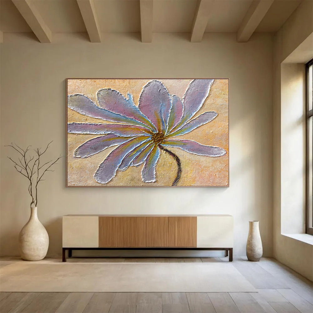 Pastel Flower Abstract Painting with Textured Petals THY346