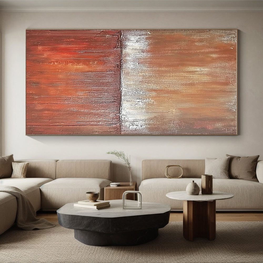 Brown White Textured Abstract Painting with Earthy Tones GER029