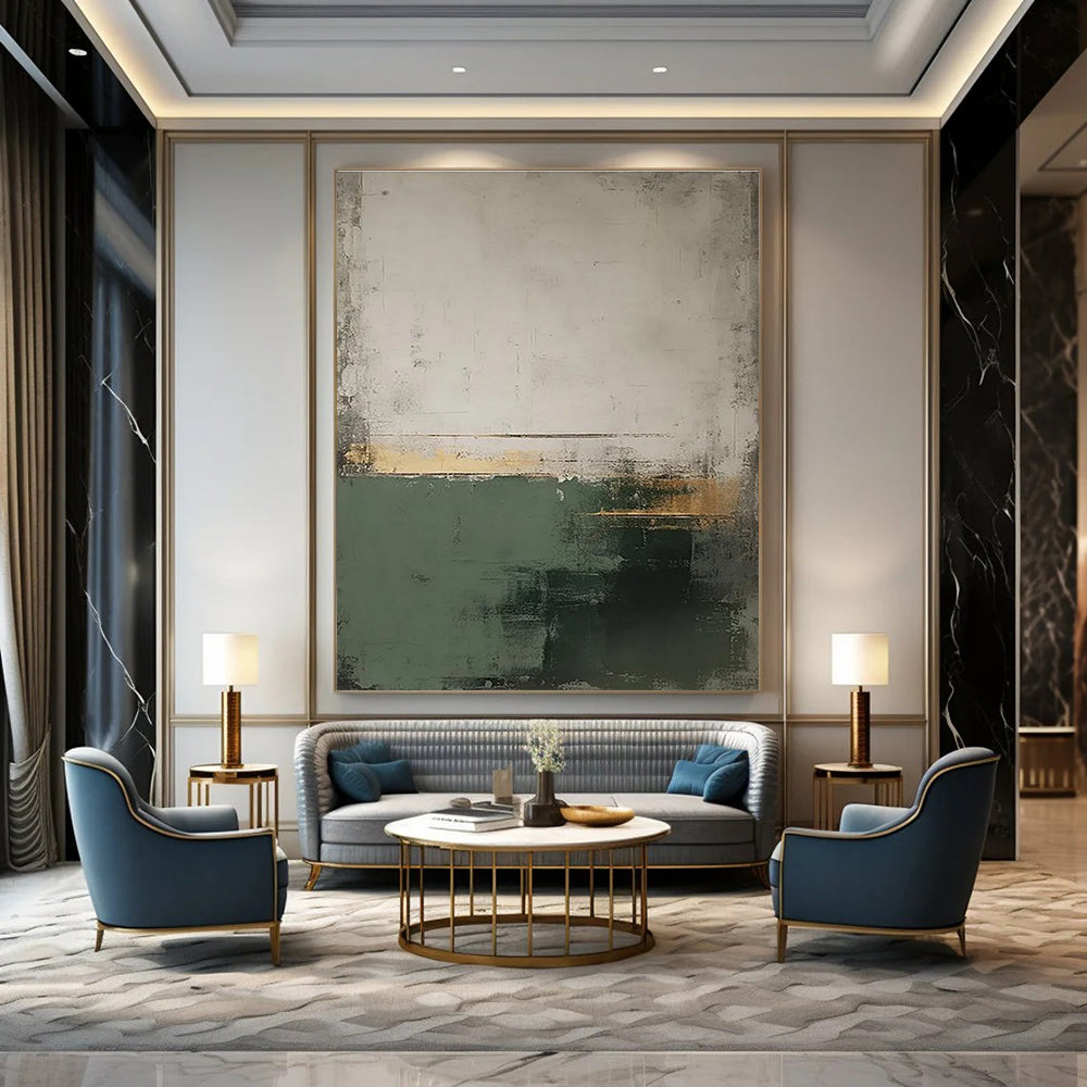 Earthy Tones Abstract Painting with Subtle Gold Details ADGE454