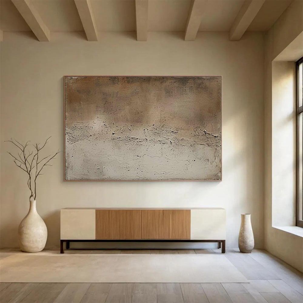 Neutral Textured Abstract Painting with Subtle Tones THY257