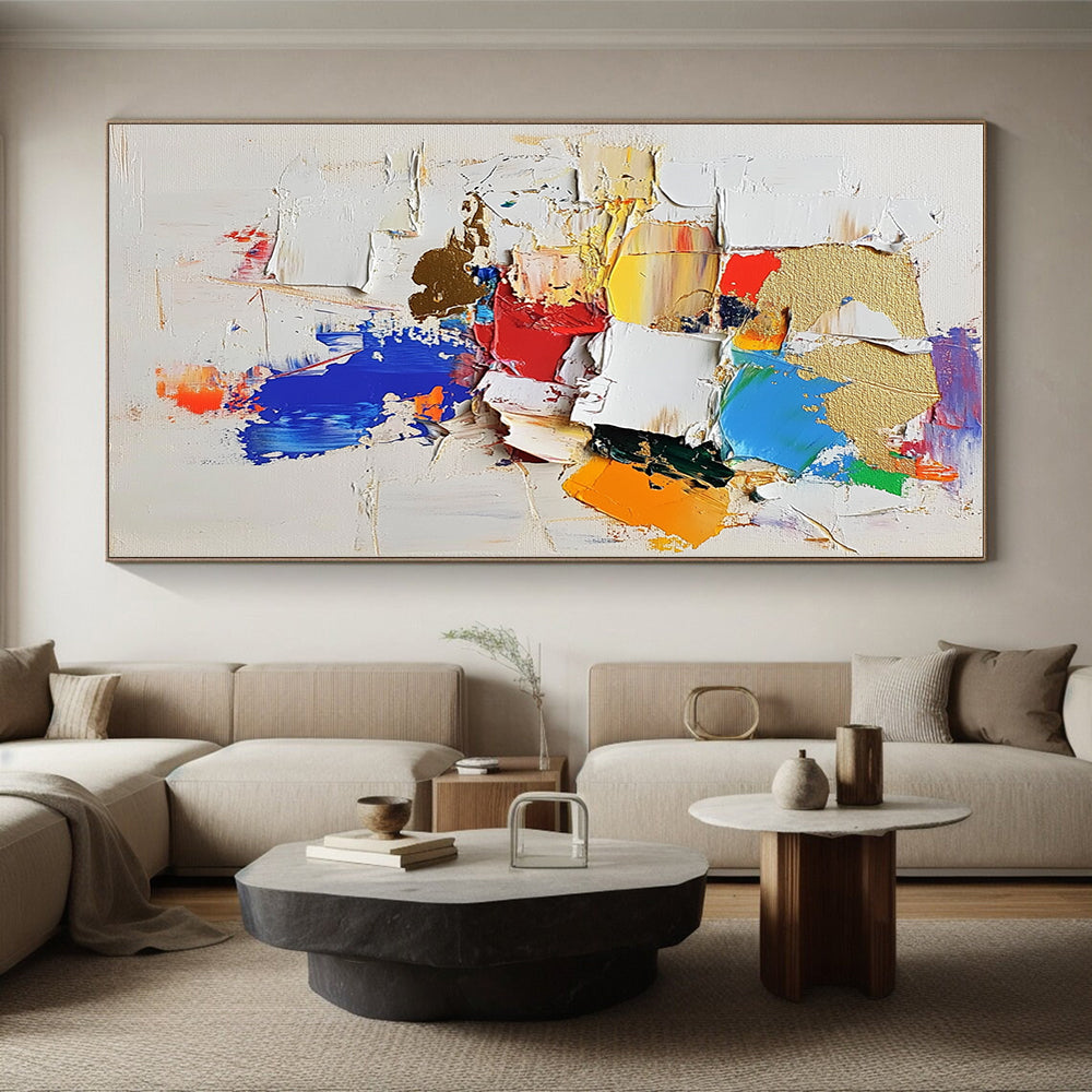 Colorful Patch Abstract Painting with Layered Textures GER476