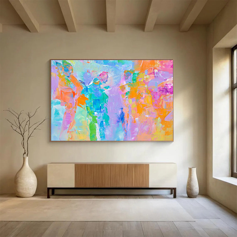 Colorful Patchwork Abstract Painting with Bright and Diverse Hues DYP344