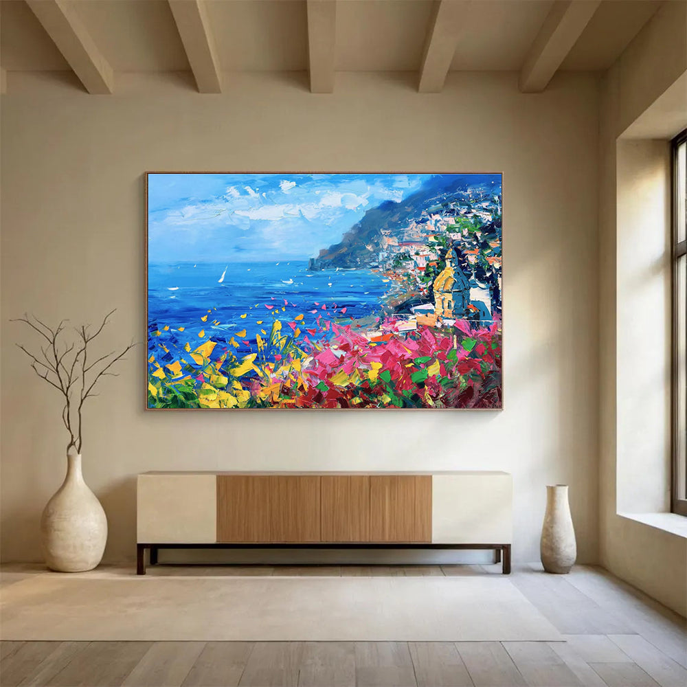 Colorful Amalfi Coast Abstract Painting THY429