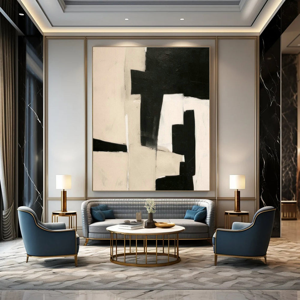 Oversized Custom Hand-Painted Abstract Art for Cottage Hallway Umbrella Stand Interior Wall and Office Printer Station Wall DLZ1935