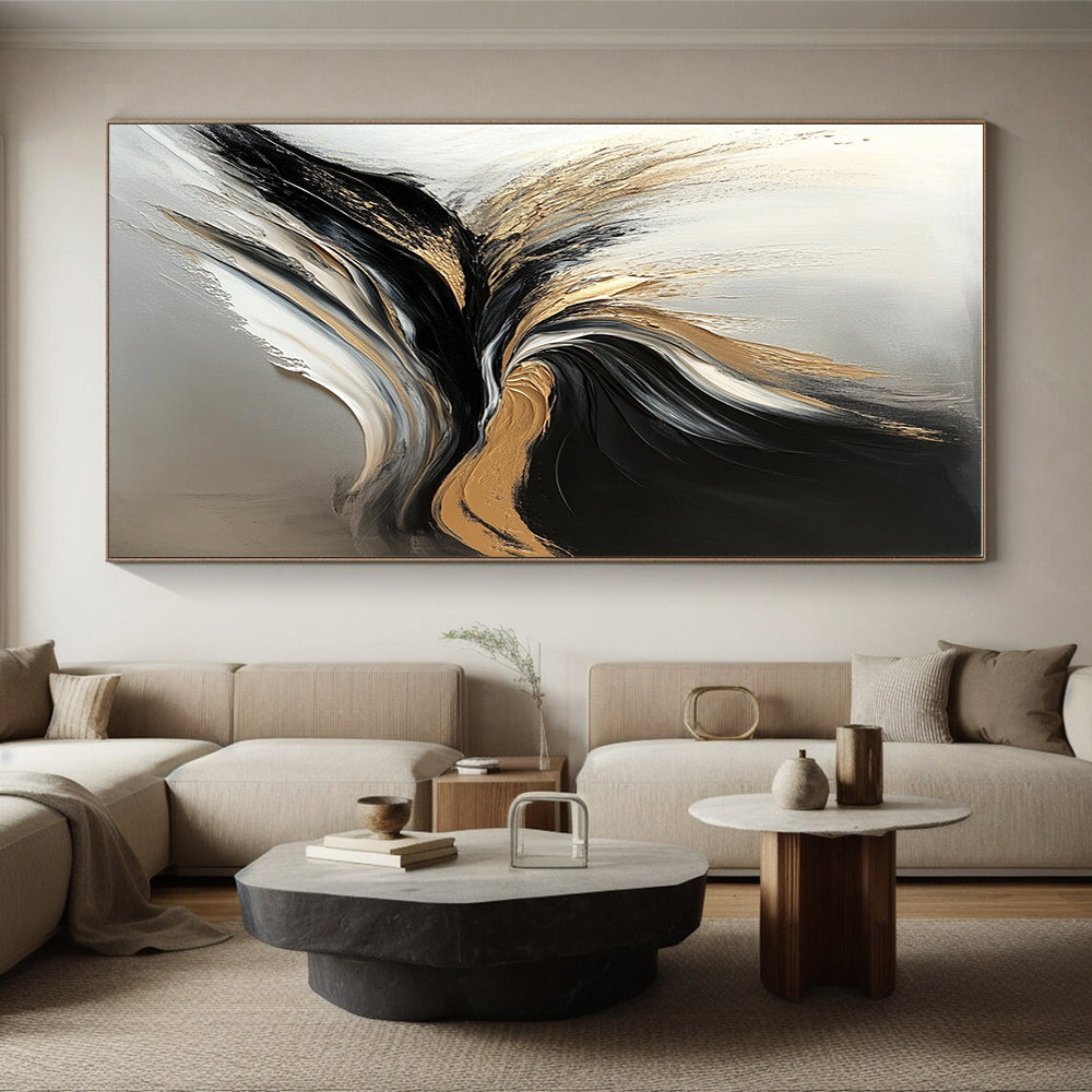 Gold Accent Abstract with Black White and Gold GER343