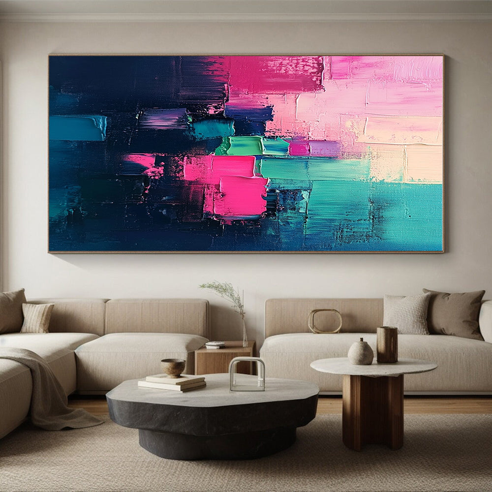 Colorful Block Abstract Painting with Textured Layers GER461