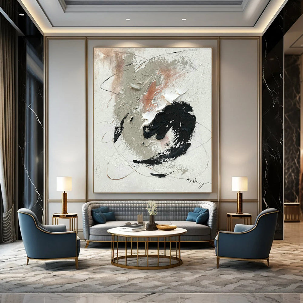 Large Hand - Painted Abstract Canvases for Hallway Staircase Landings & Office Pantries DLZ0819