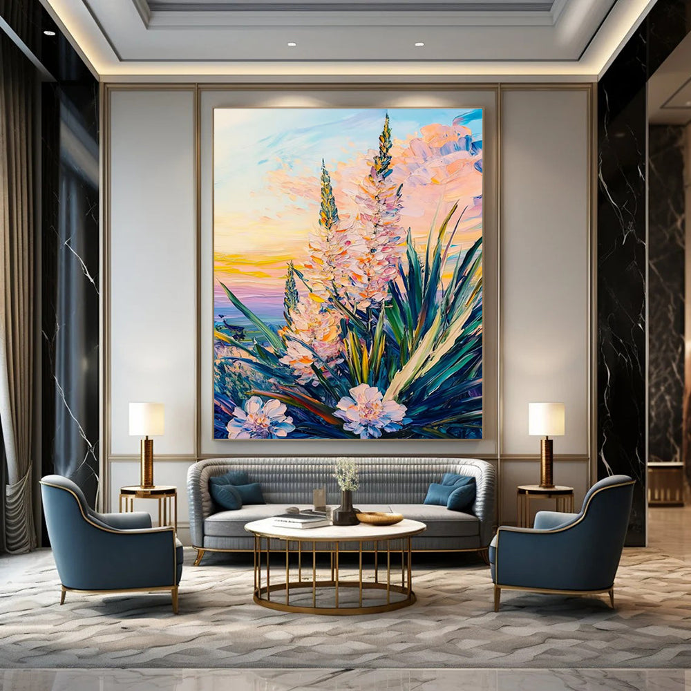 Pastel Flower Sunset Abstract Painting with Soft Hues ADGE528