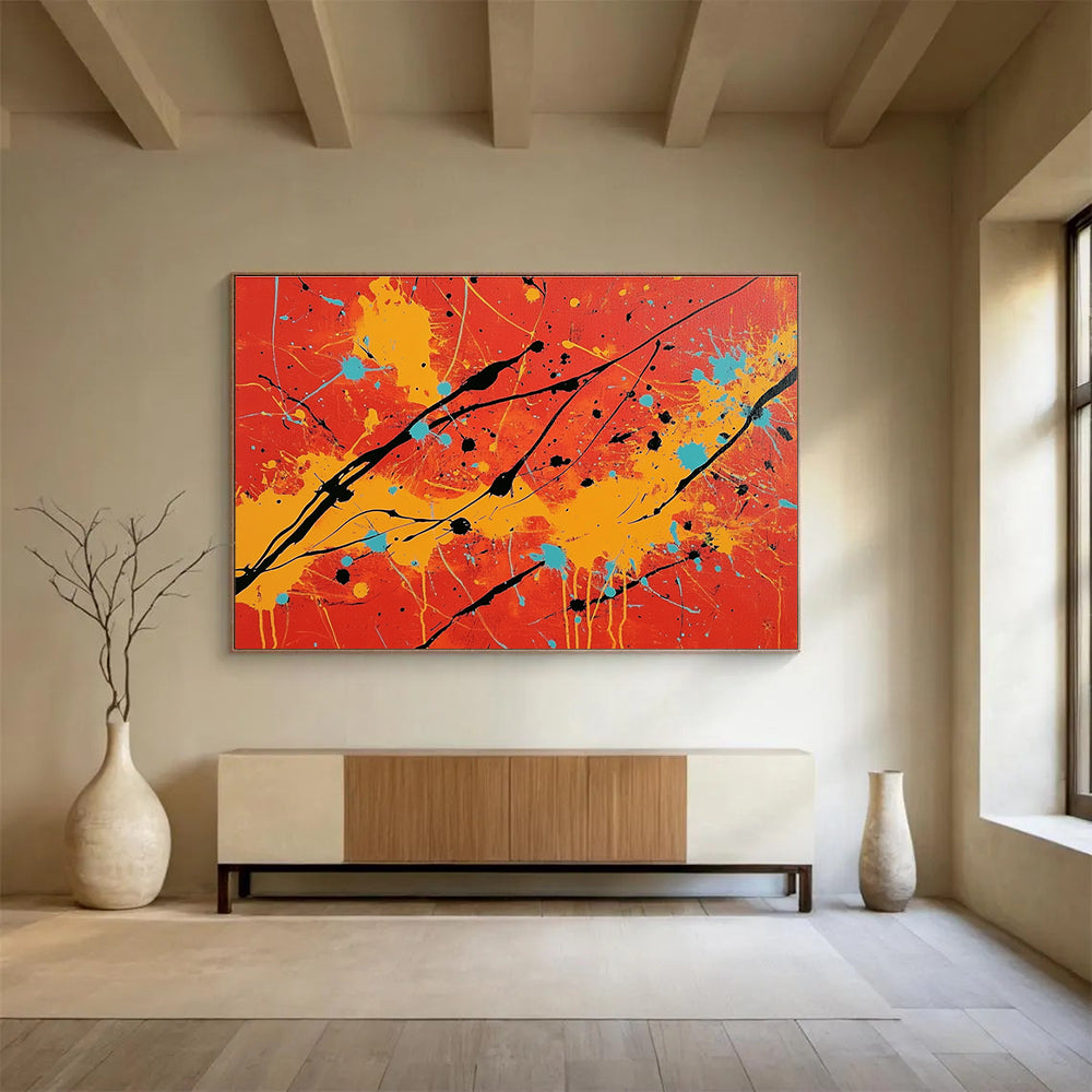 Red Yellow and Blue Splatter - Style Abstract Painting DYP122