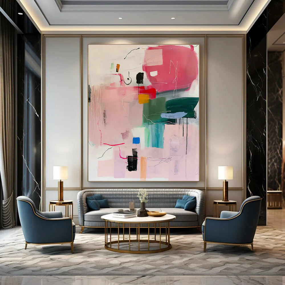 Large Custom Hand-Painted Abstract Art for Dining Room & Entryway DLZ1005