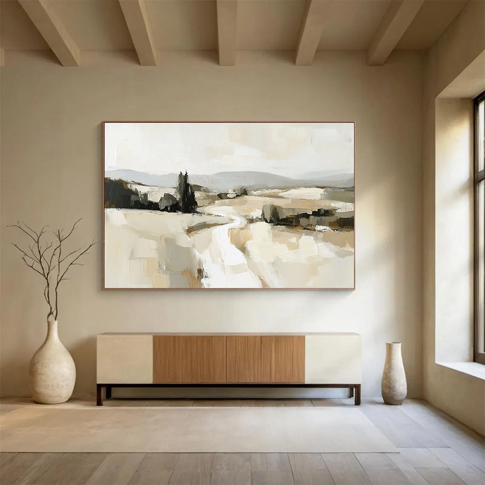 Abstract Rural Landscape Painting with Neutral Tones DYP286
