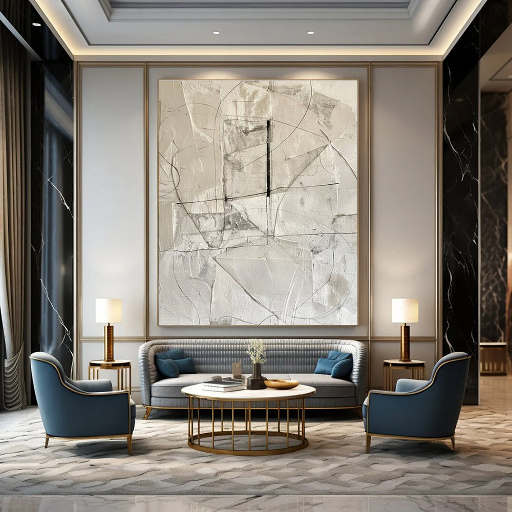 Grey White Black Abstract Painting ADGE001