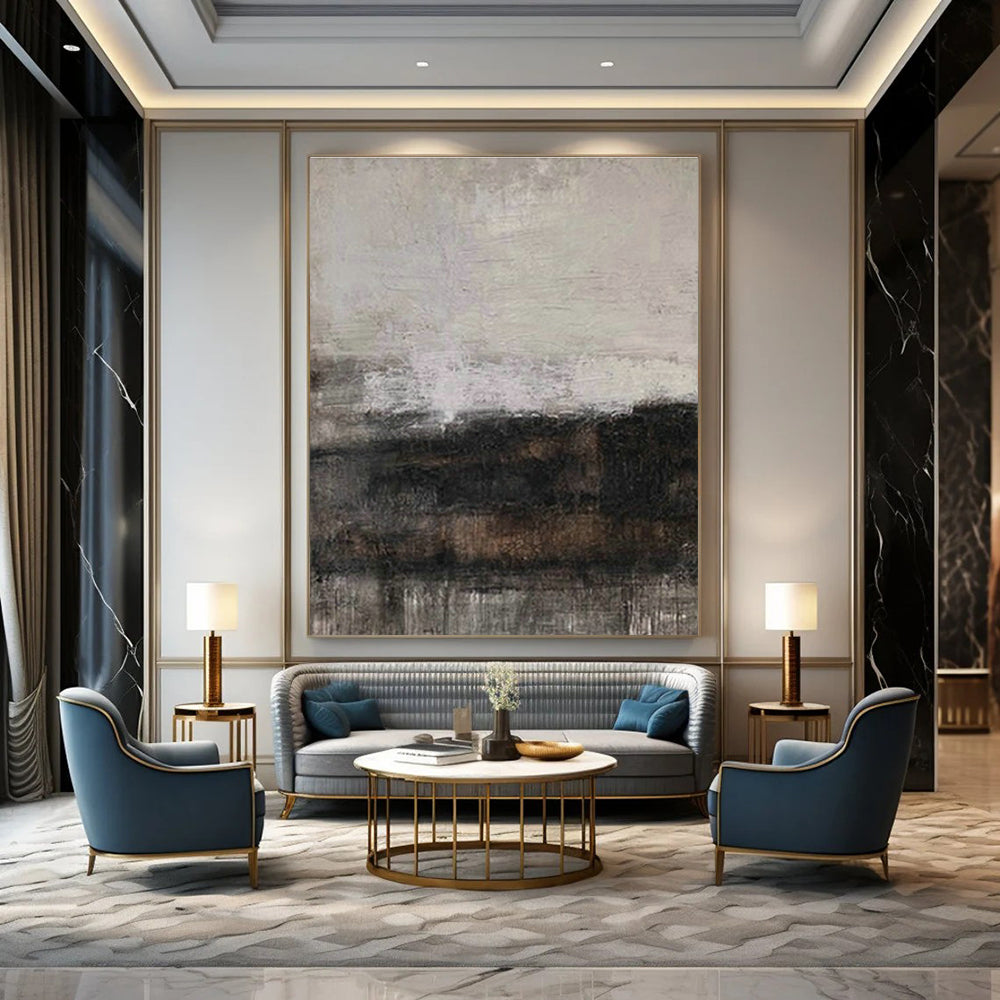 Oversized Custom Handmade Abstract Painting for Cottage Office Standing Desk Wall and Bedroom Yoga Mat Storage Niche DLZ1880