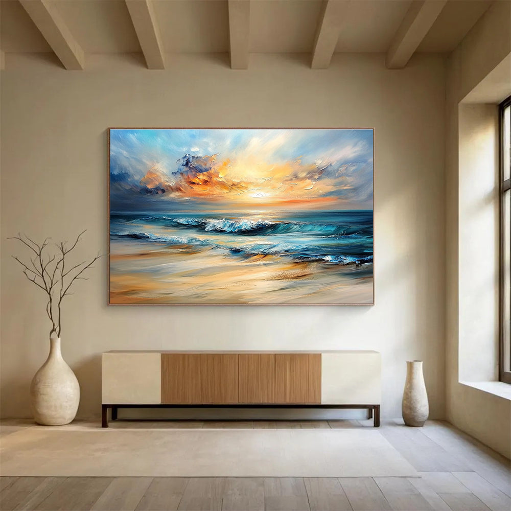 Sunset Beach Abstract - Realistic Impressionist Abstract Painting DYP007