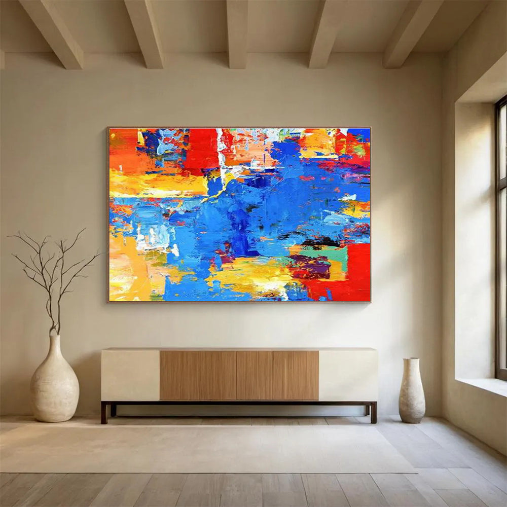Bold Color Block Abstract Painting with Primary and Secondary Shades THY282