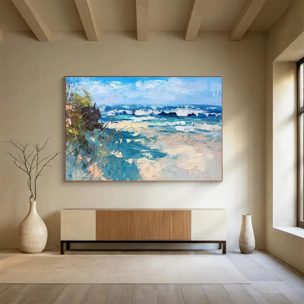 Beach with Waves Abstract Painting THY438