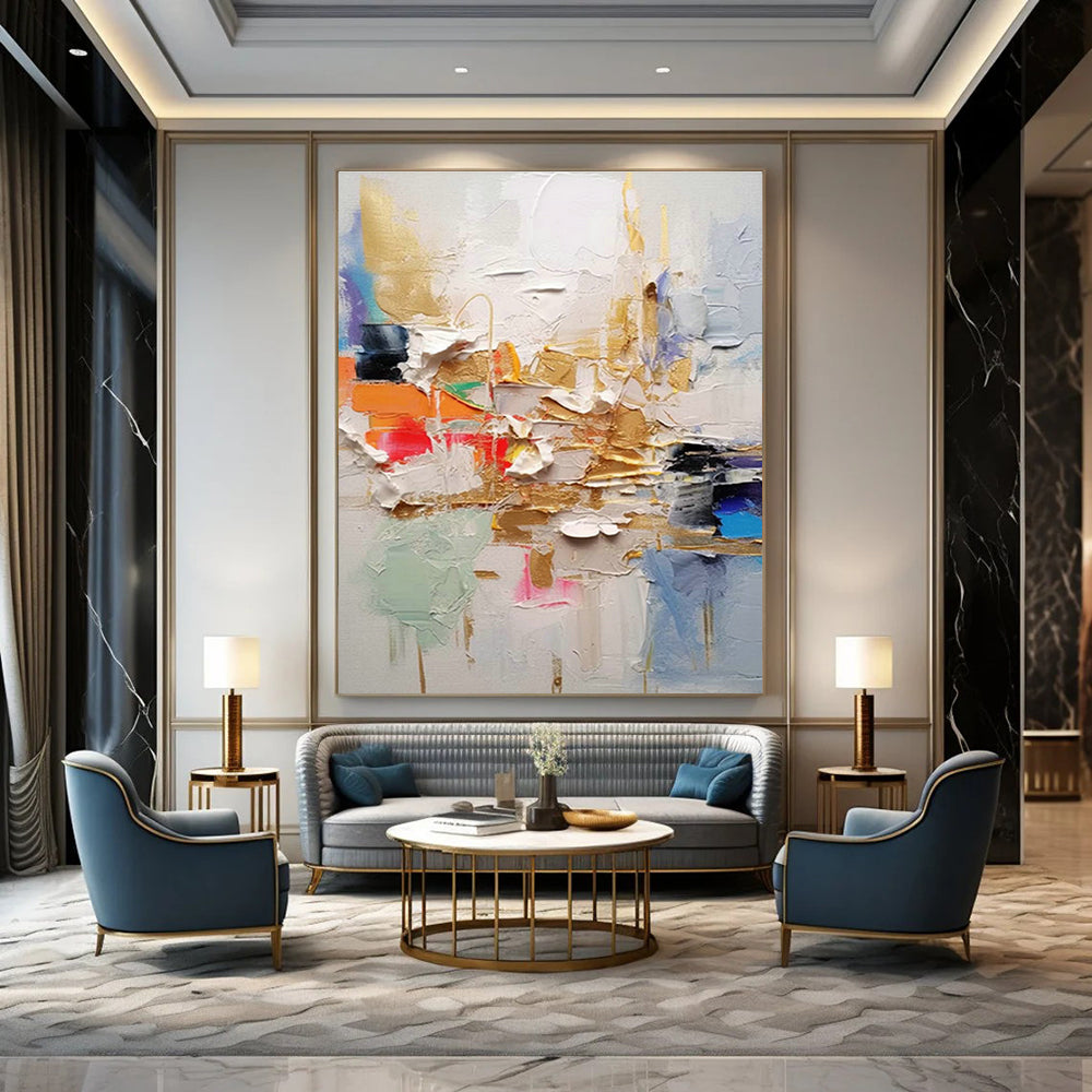 Grand-Sized Custom Hand-Painted Abstract Mural for Living Room & Hallway DLZ1063