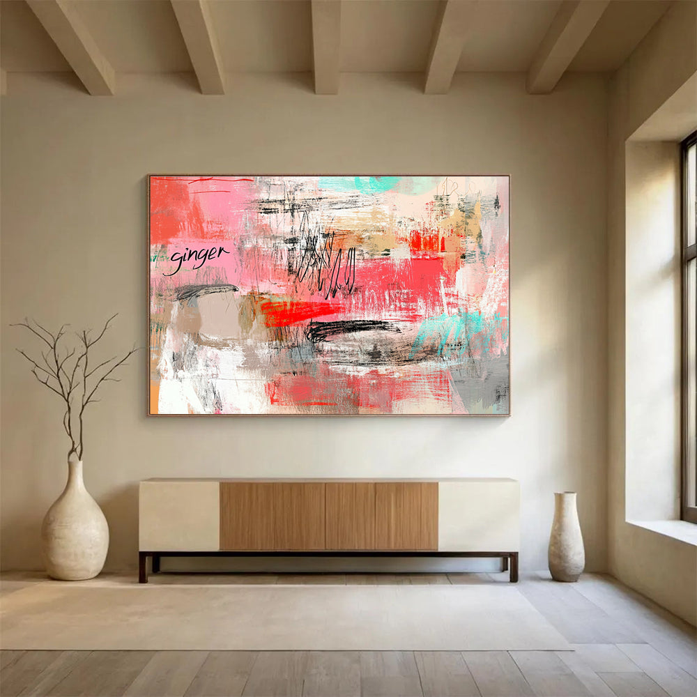 Pink Abstract with “Ginger” Painting and Eclectic Strokes DYP434