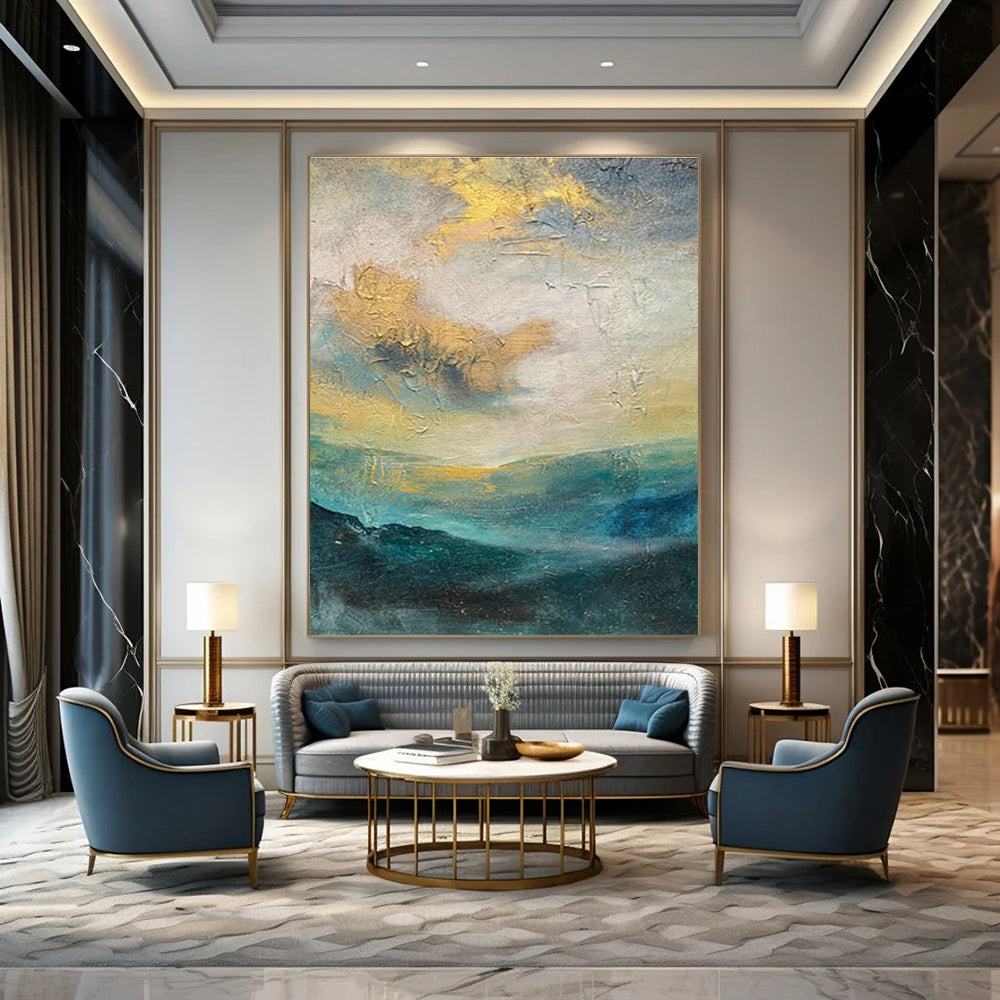 Large Customizable Handmade Abstract Painting for Living Room Bookshelf Ladder Wall and Bedroom Reading Nook Alcove DLZ1901
