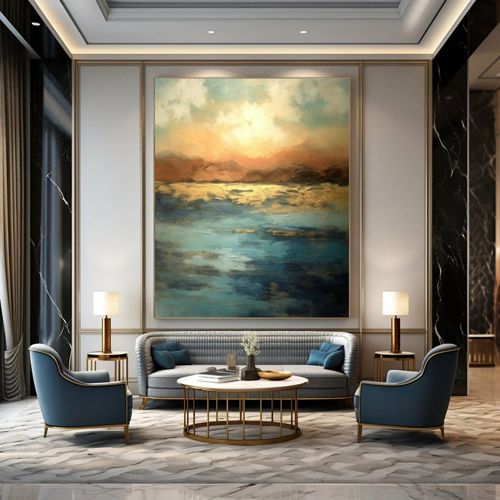 Extra-large Custom Hand-Painted Abstract Canvas for Dining Room Sideboard Wall and Cottage Office Partition Wall DLZ1925