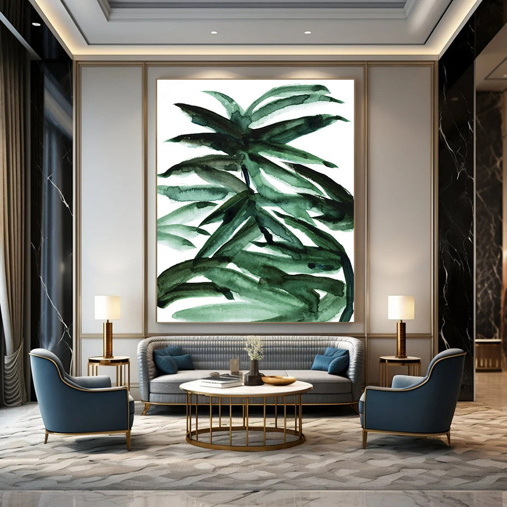Green Leafy Watercolor Abstract Painting ADGE243