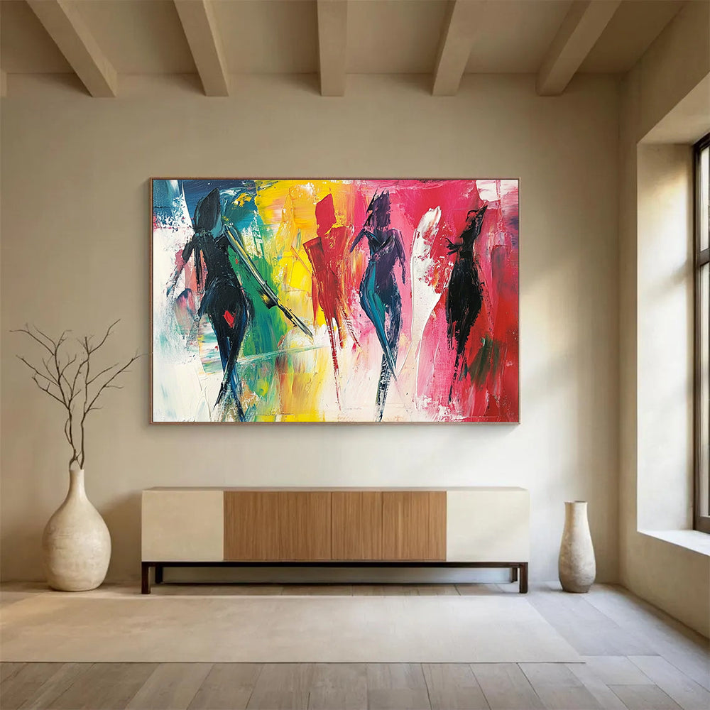 Colorful Figures Abstract Painting with Dynamic Brushstrokes DYP347