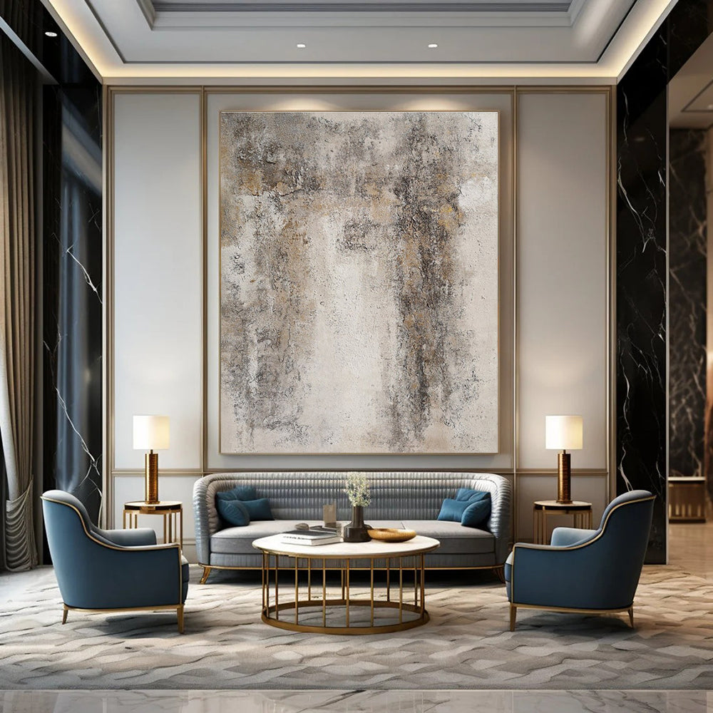 Gray and Brown Textured Abstract Painting ADGE346