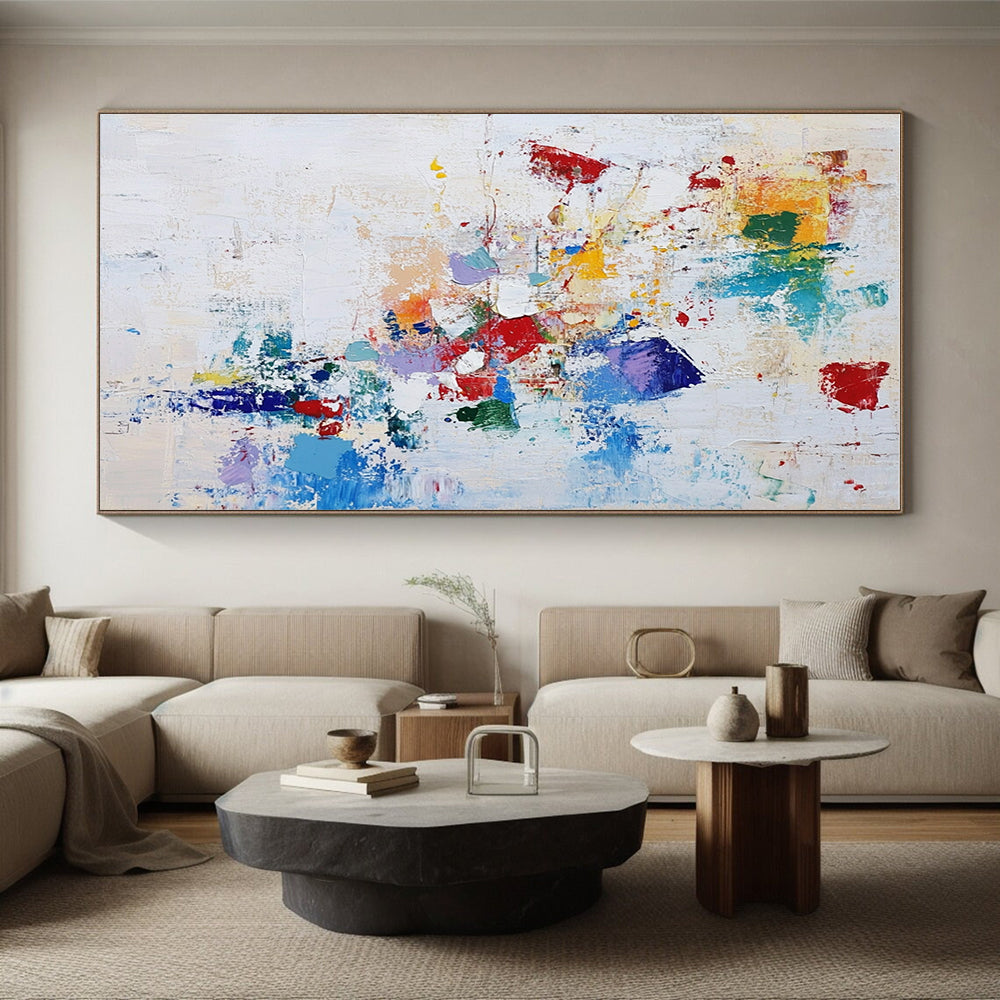 Colorful Patchwork Abstract Painting with Eclectic Shapes GER752