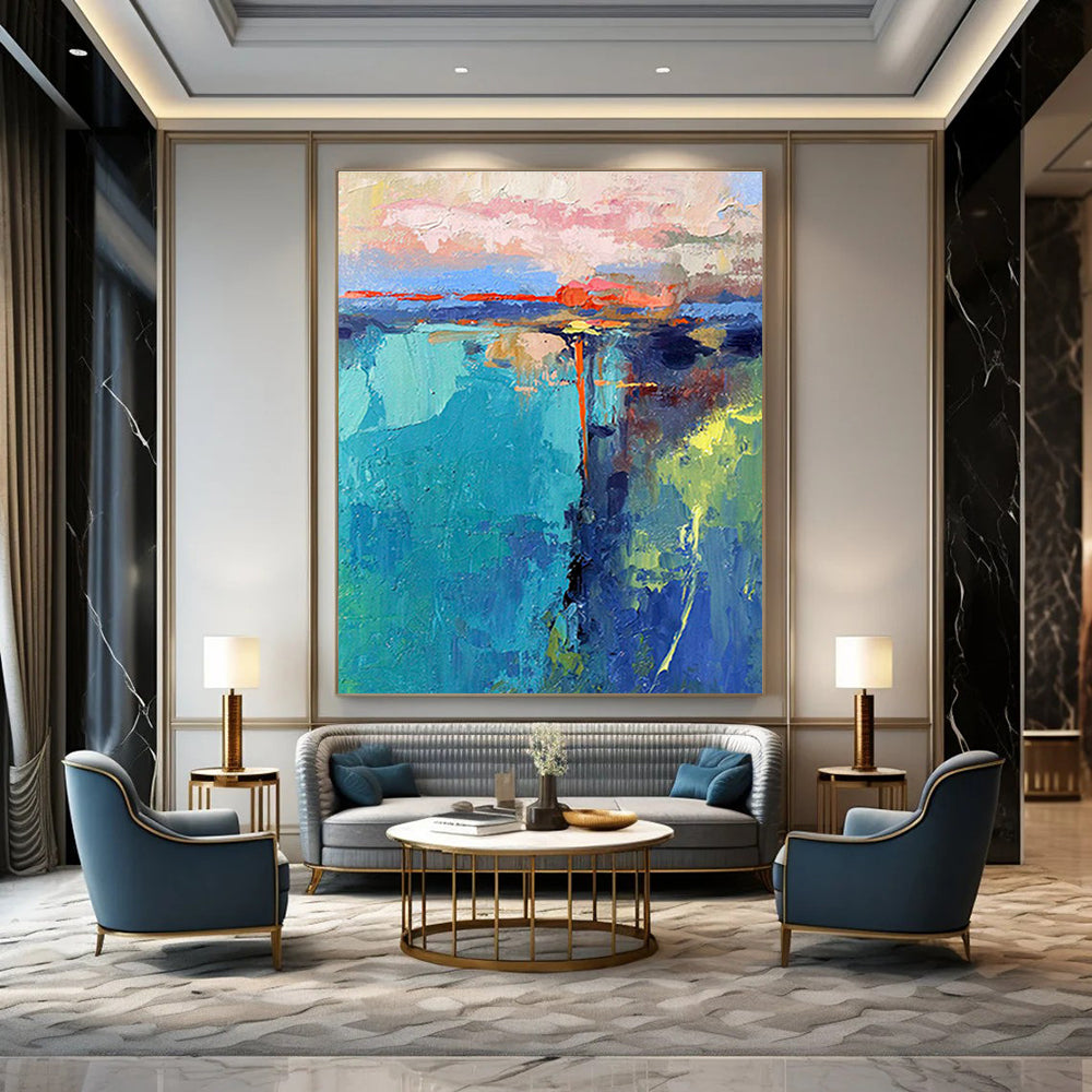 Monumental Custom Hand-Painted Abstract Art for Bedroom & Entryway DLZ1037