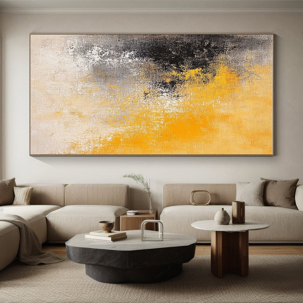 Yellow and Gray Abstract Painting with Subtle Gradients GER431