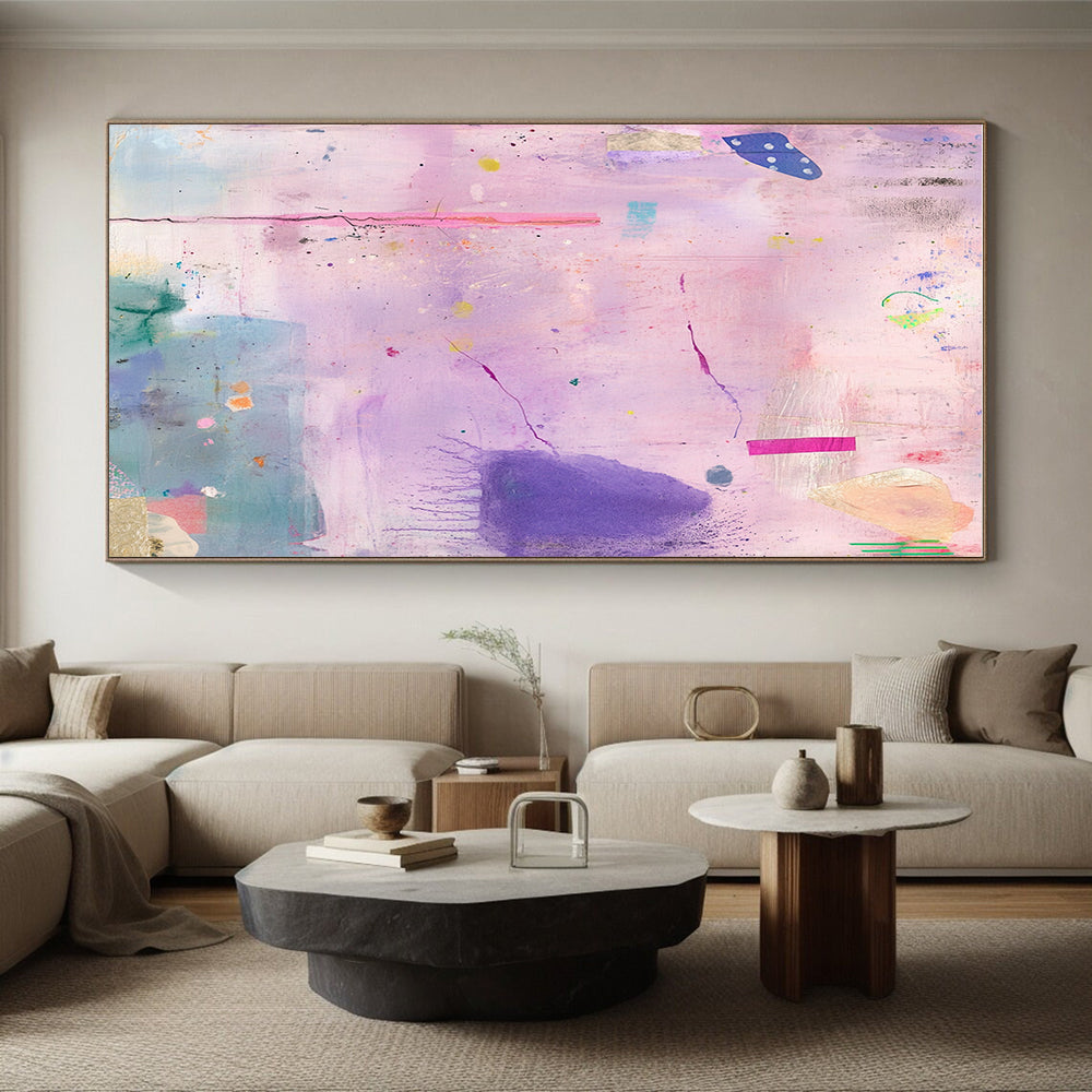 Purple - Pink Abstract Painting with Whimsical Details GER139